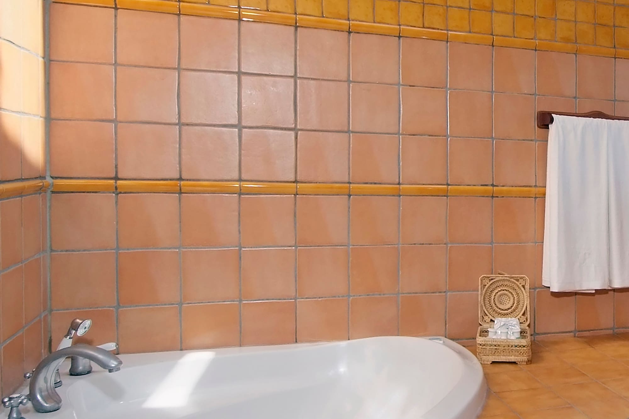 a bathtub in a bathroom