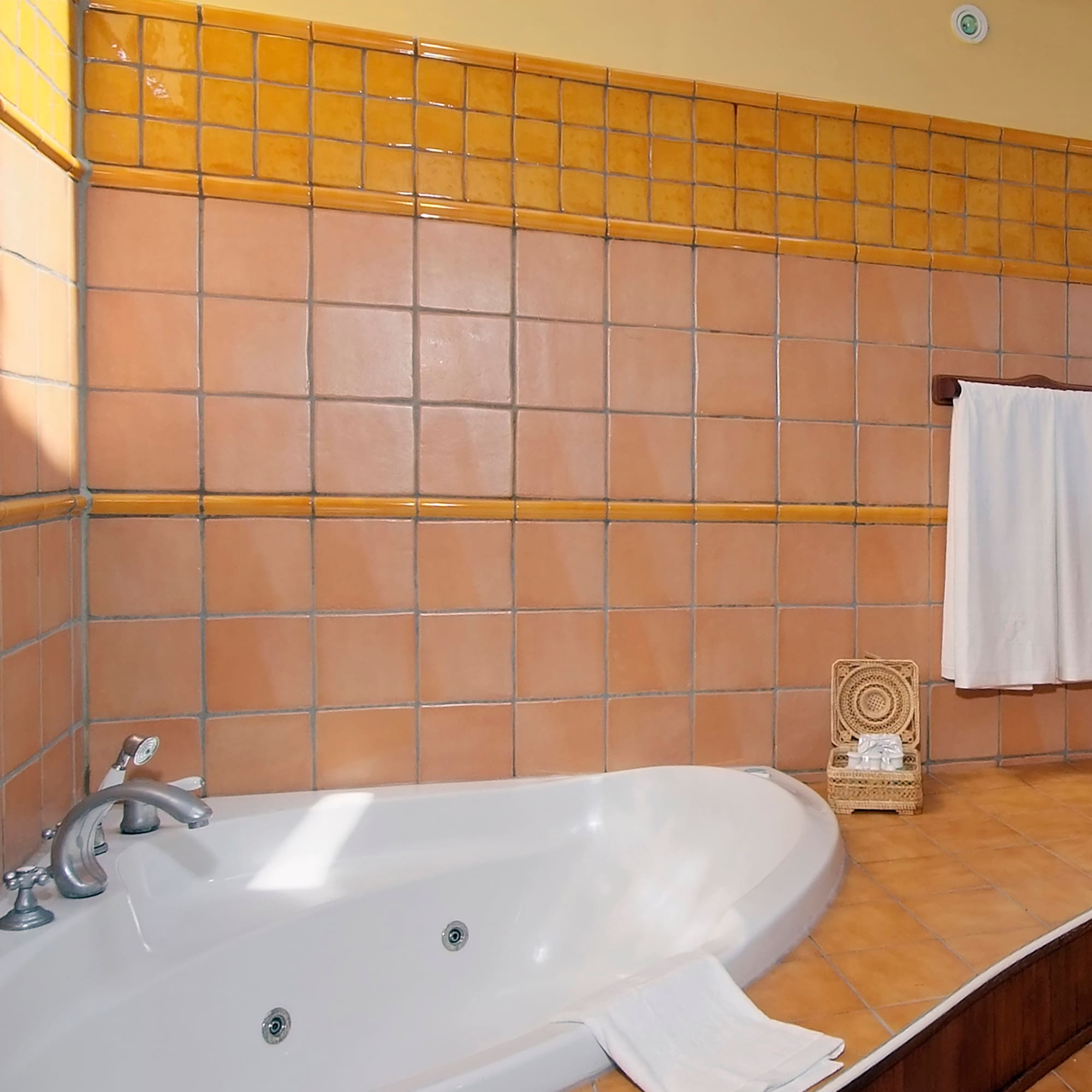 a bathtub in a bathroom