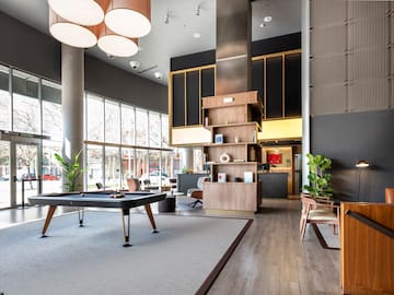 a pool table in a room