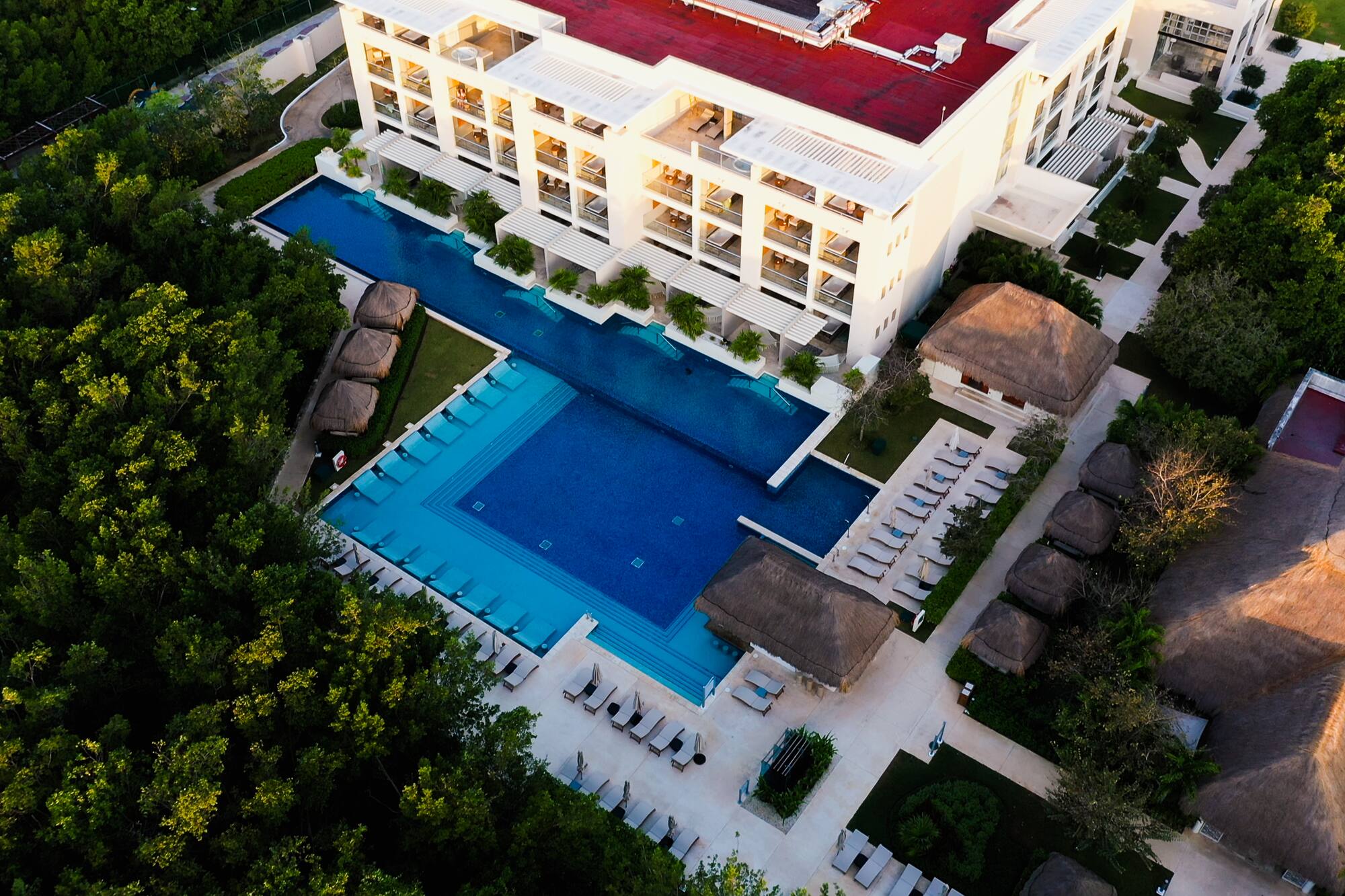 a swimming pool and a building