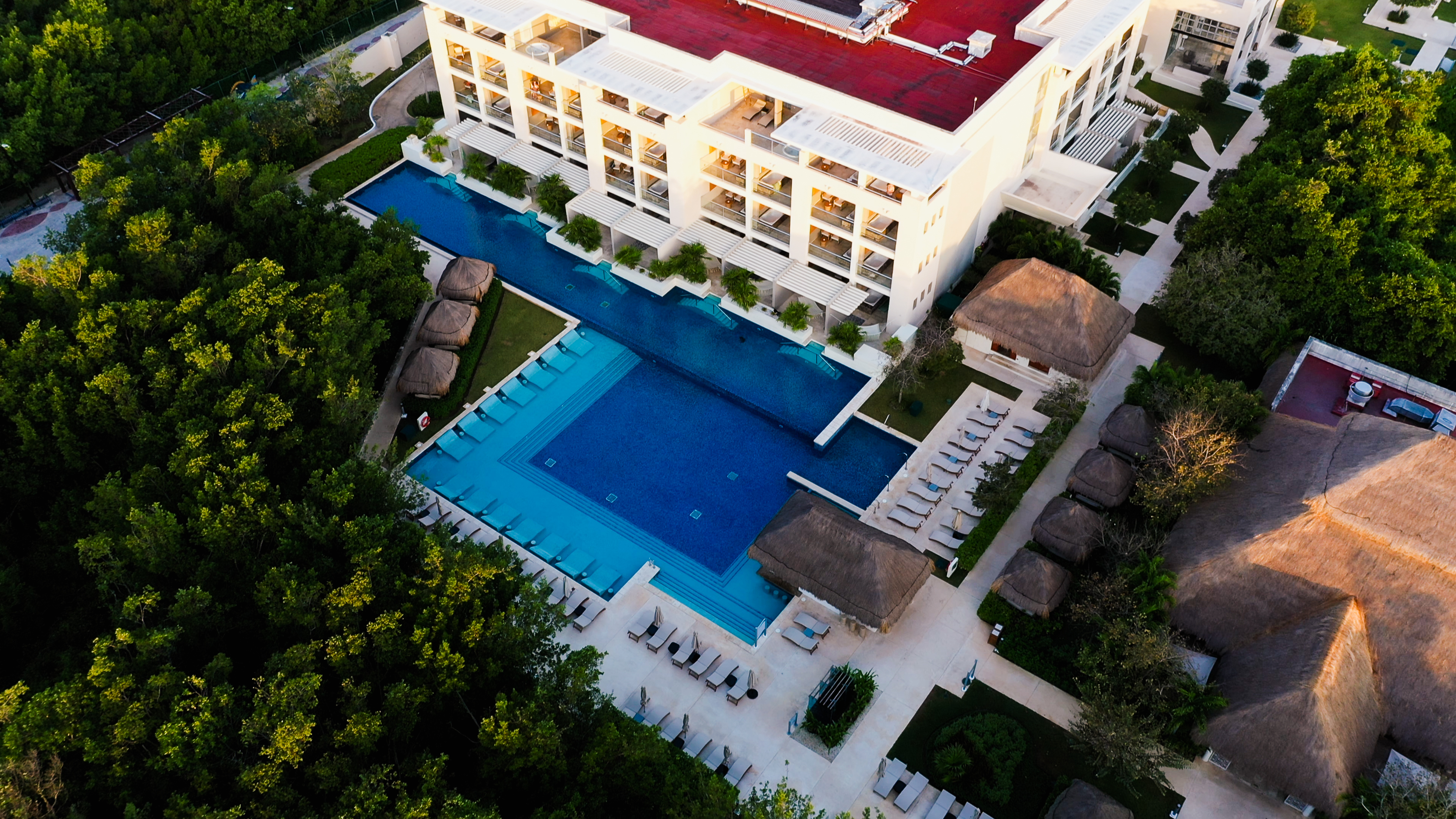 a swimming pool and a building