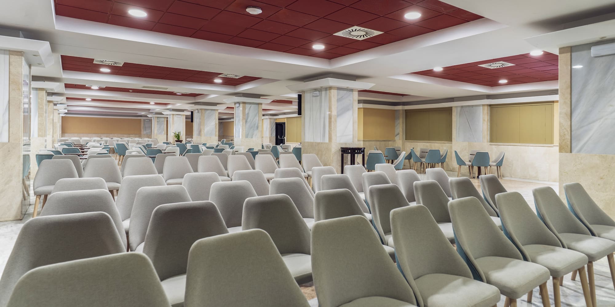 a room with many chairs