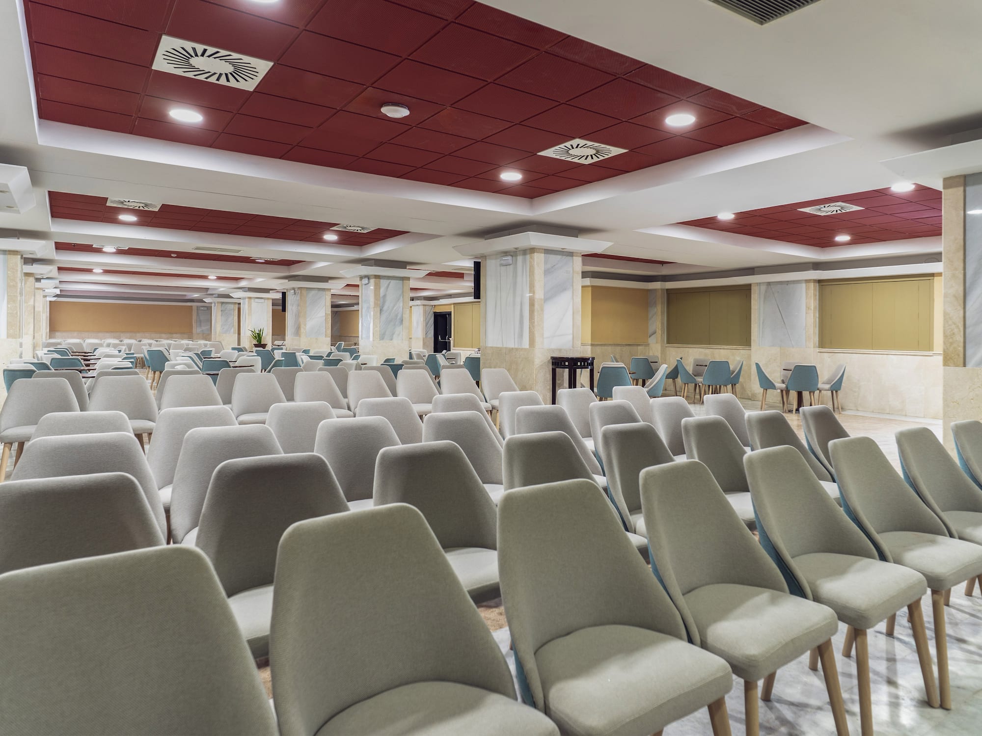 a room with many chairs