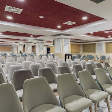 a room with many chairs