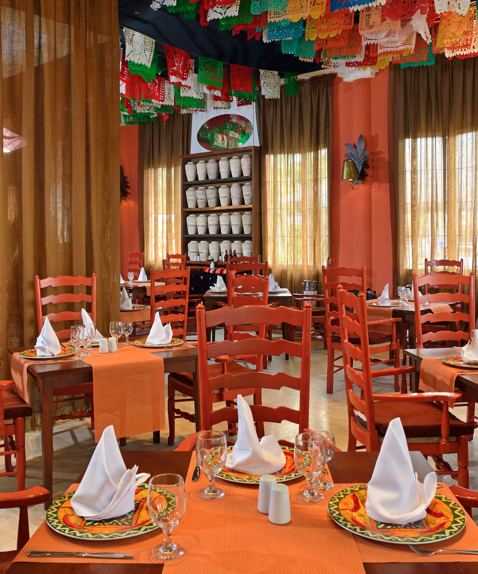 a room with tables and chairs