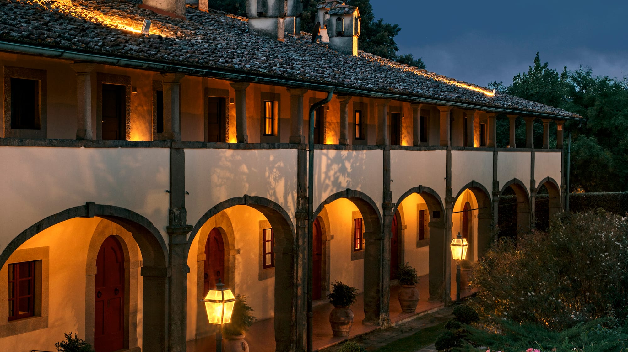 a building with lights on