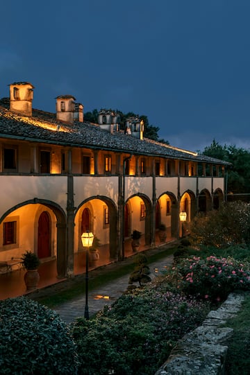 a building with lights on