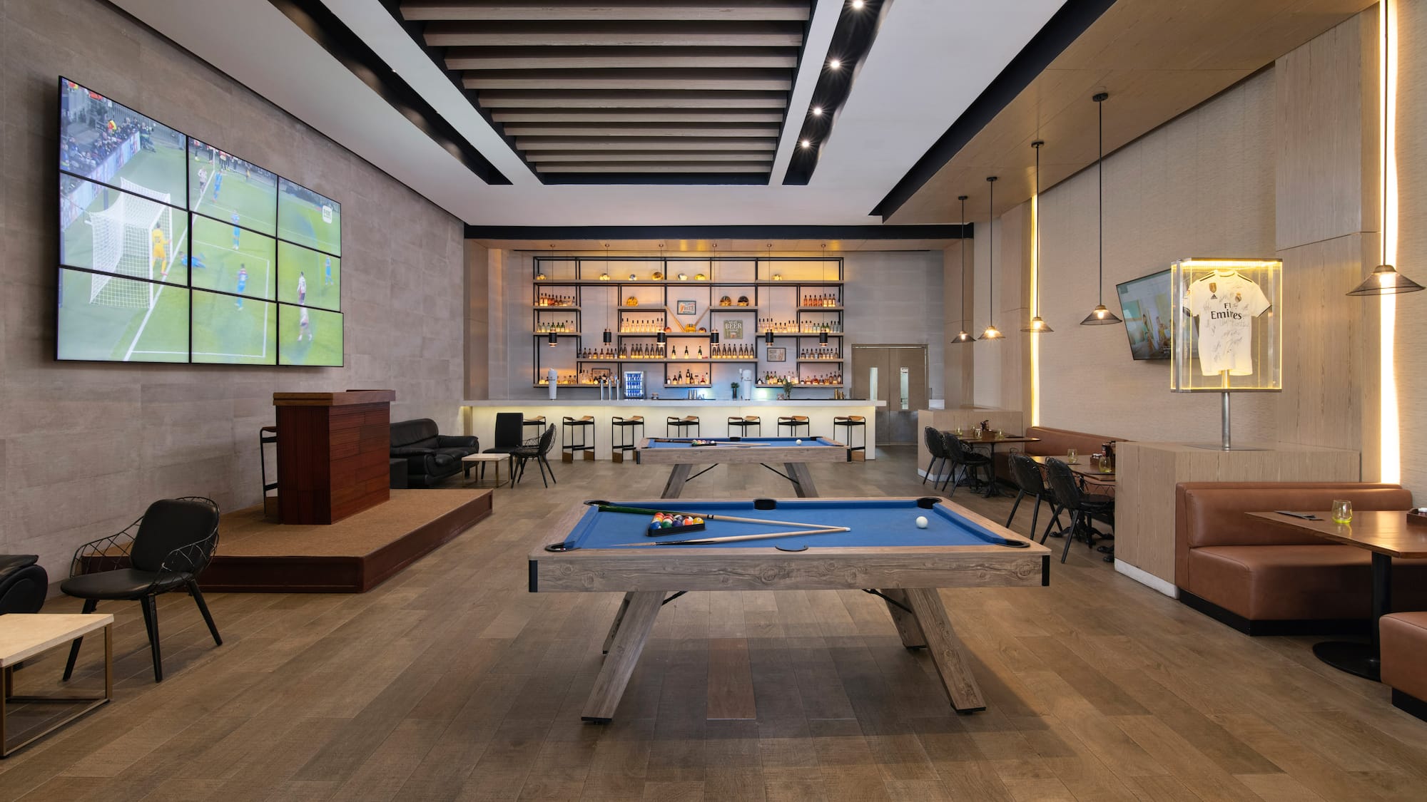 a pool table in a room