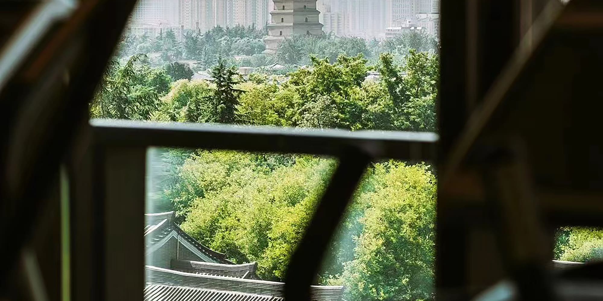 a view of a city from a window