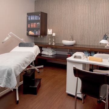 a massage table in a room