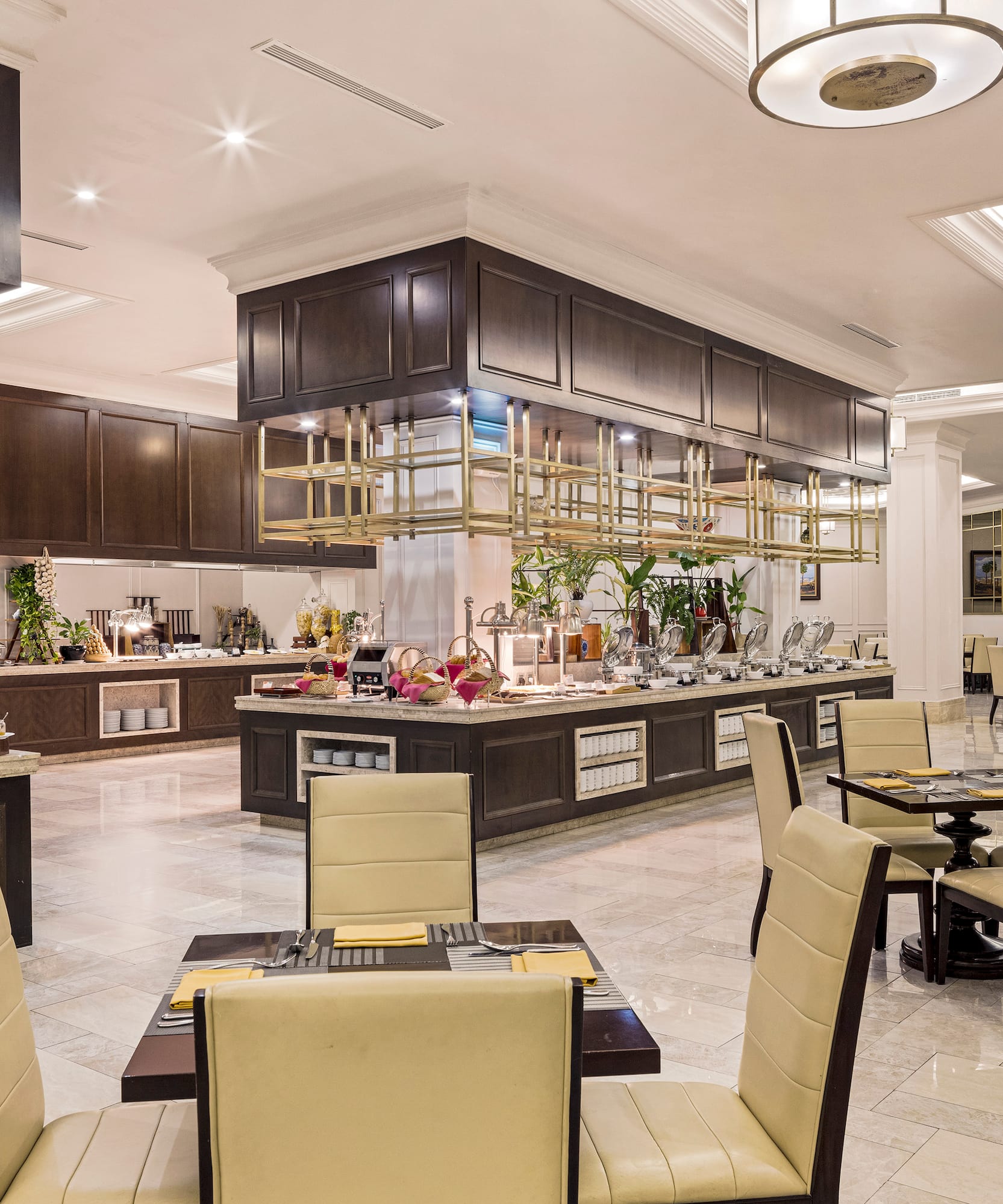 a restaurant with tables and chairs