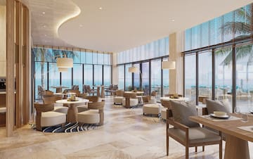 a room with tables and chairs