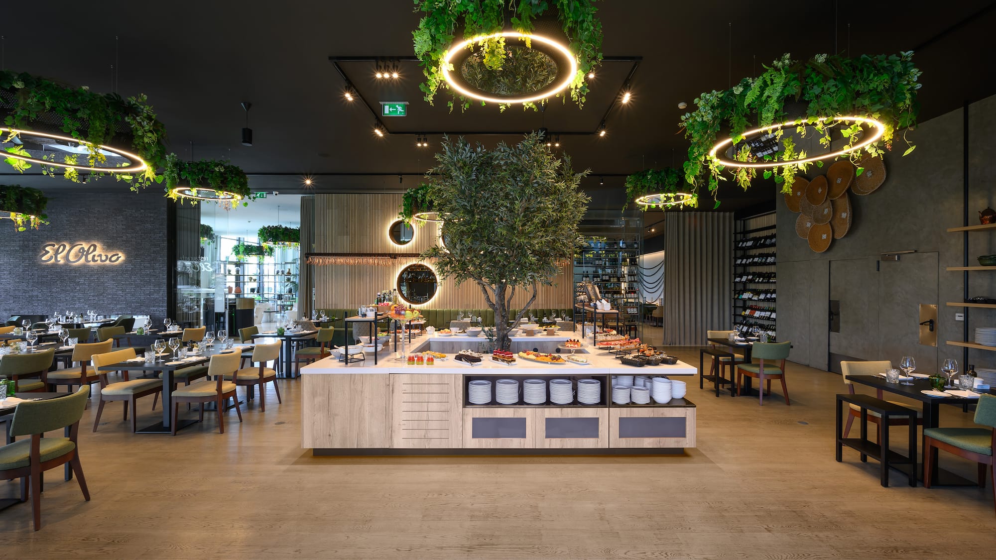 a restaurant with tables and chairs