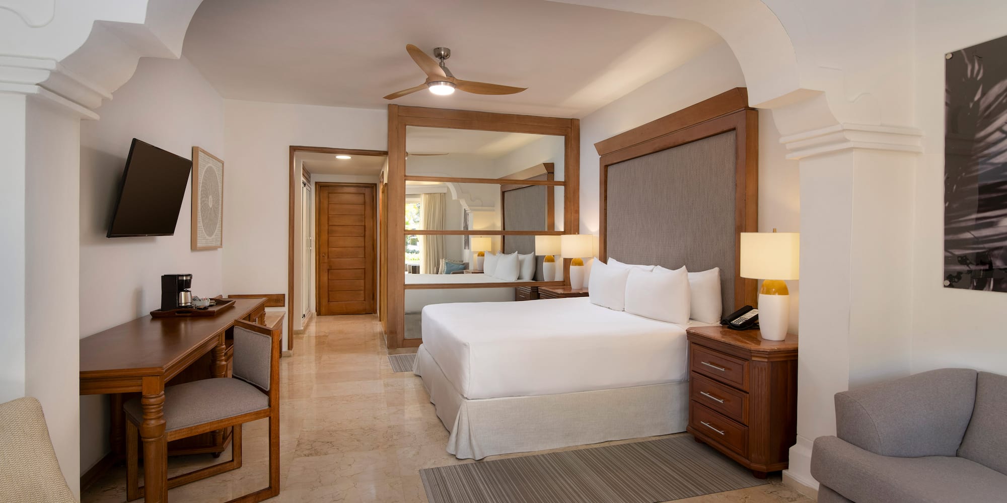 a room with a bed and a couch