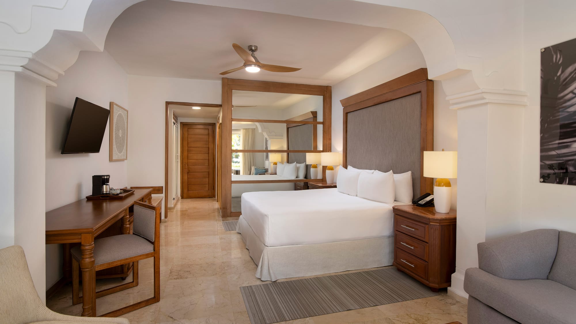 a room with a bed and a couch