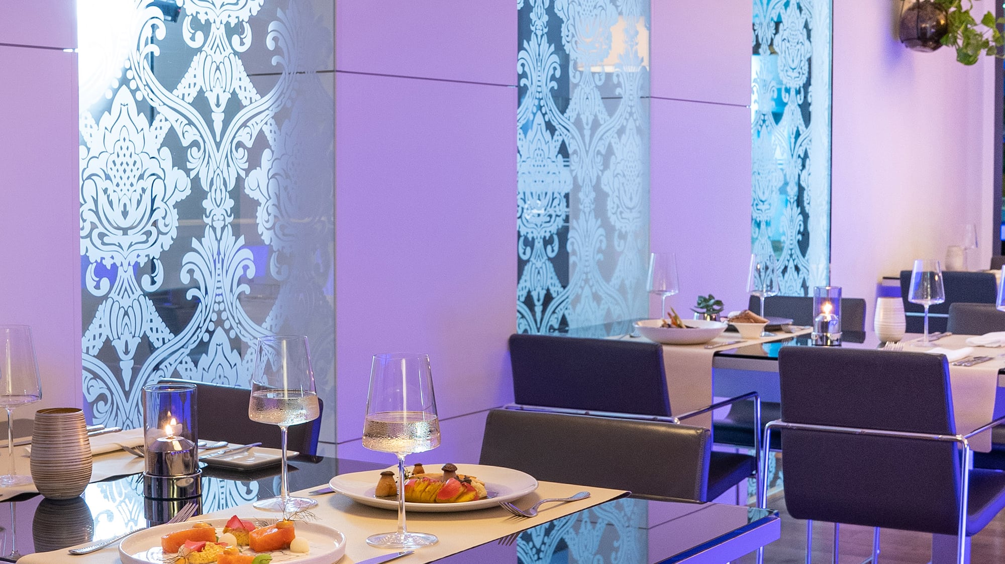 a restaurant with tables and chairs