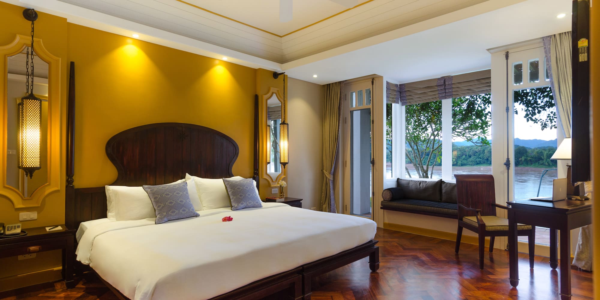 a room with a bed and a window