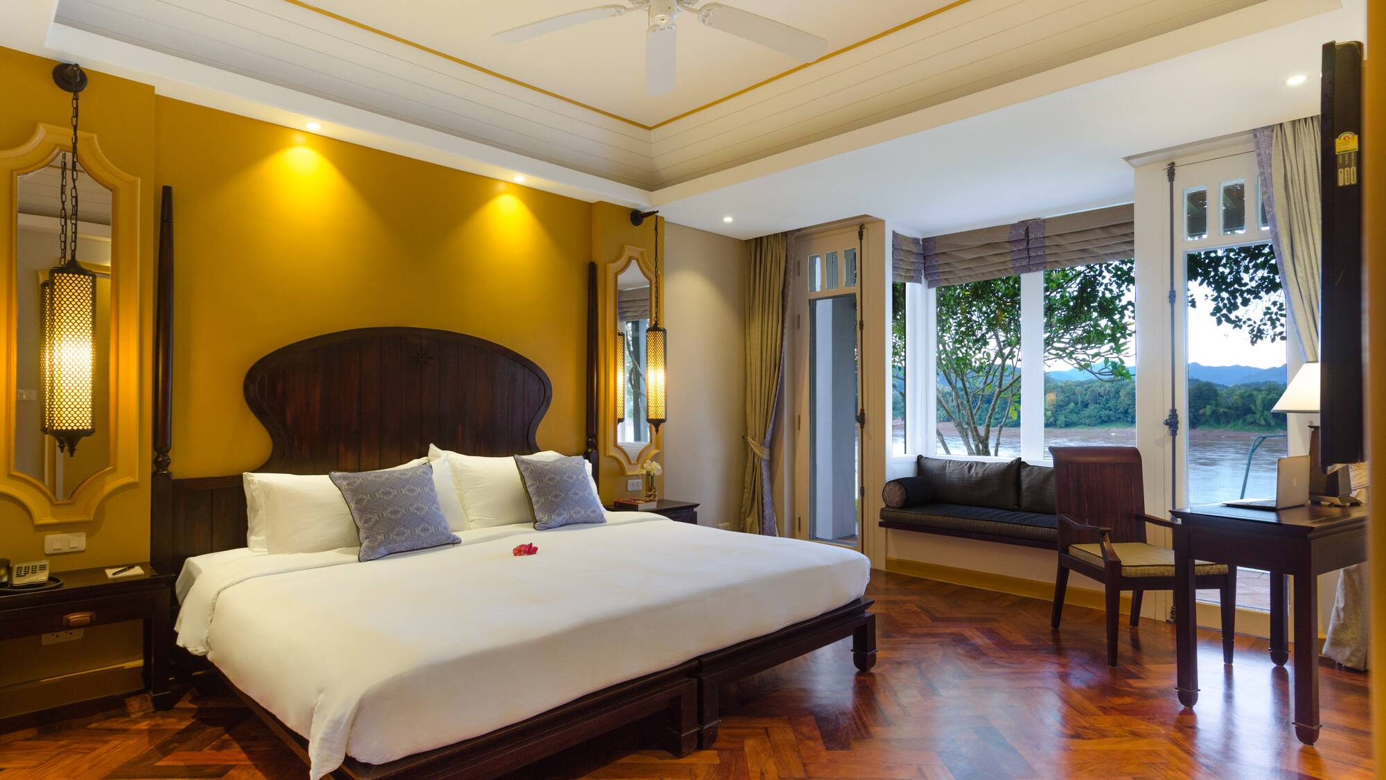 a room with a bed and a window