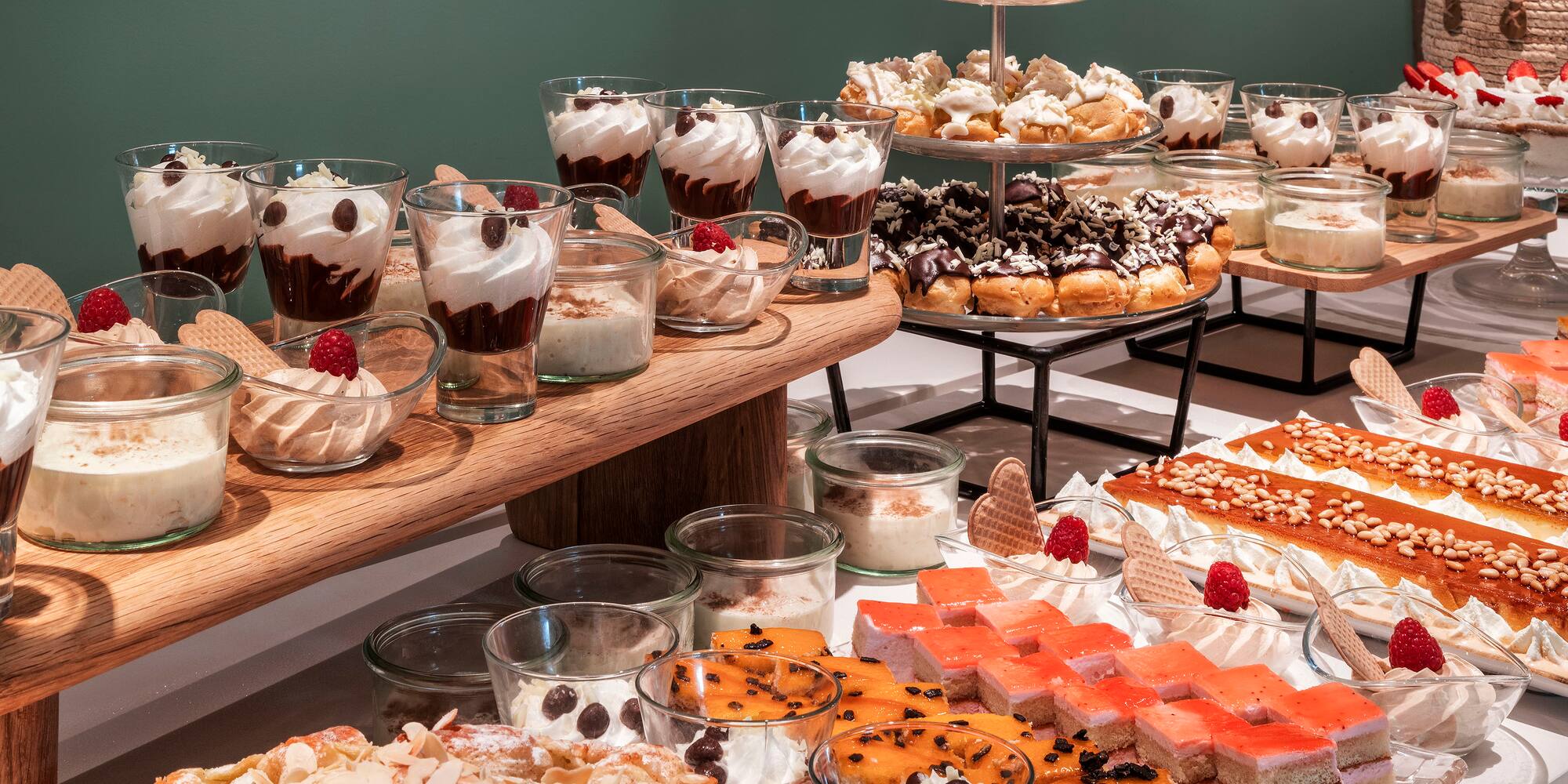 a table full of desserts
