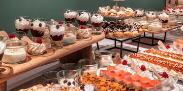 a table full of desserts