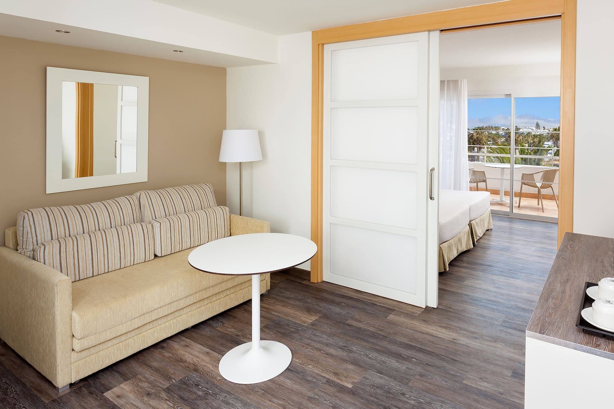 a room with a couch and a table