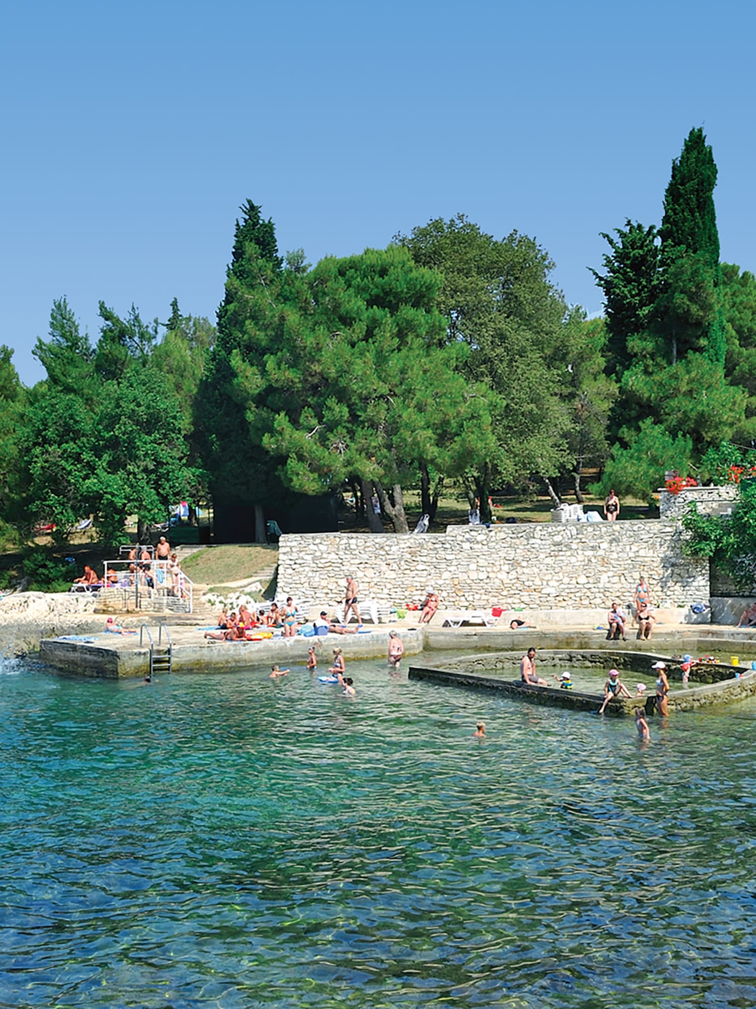 a group of people swimming in a body of water