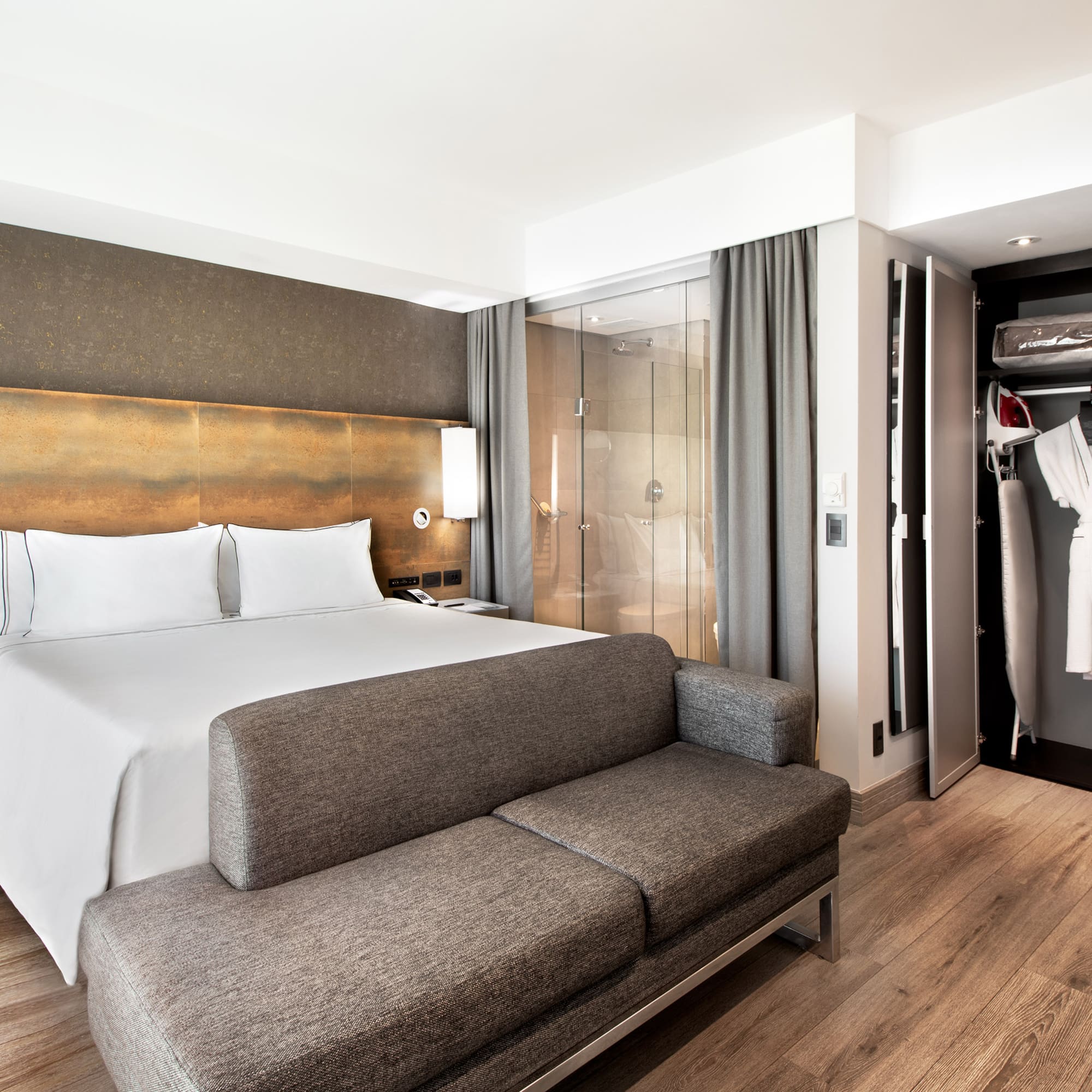 a room with a bed and a couch