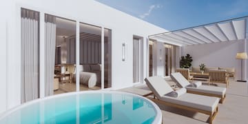 a pool outside a house