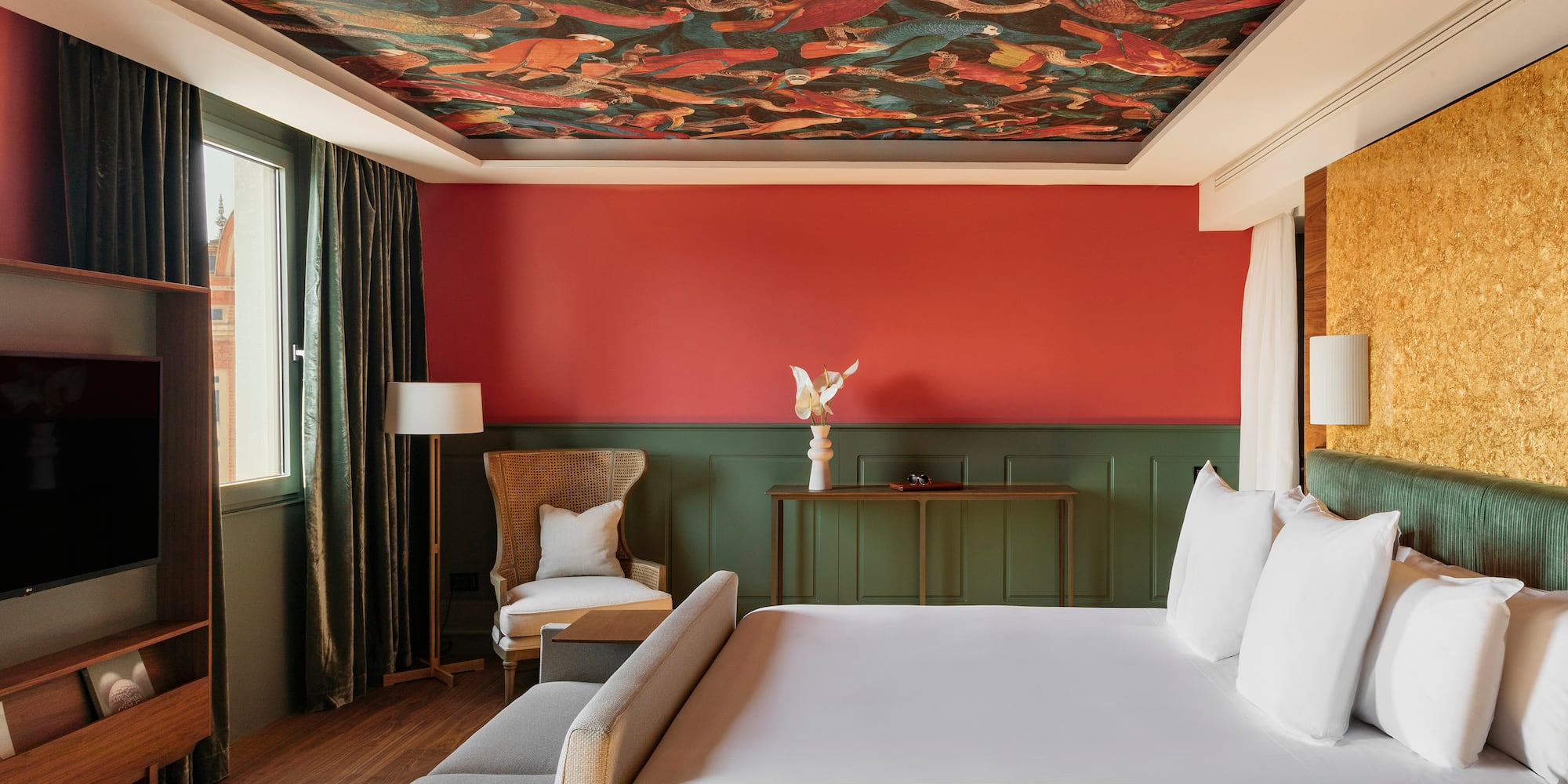 a room with a bed and a chair