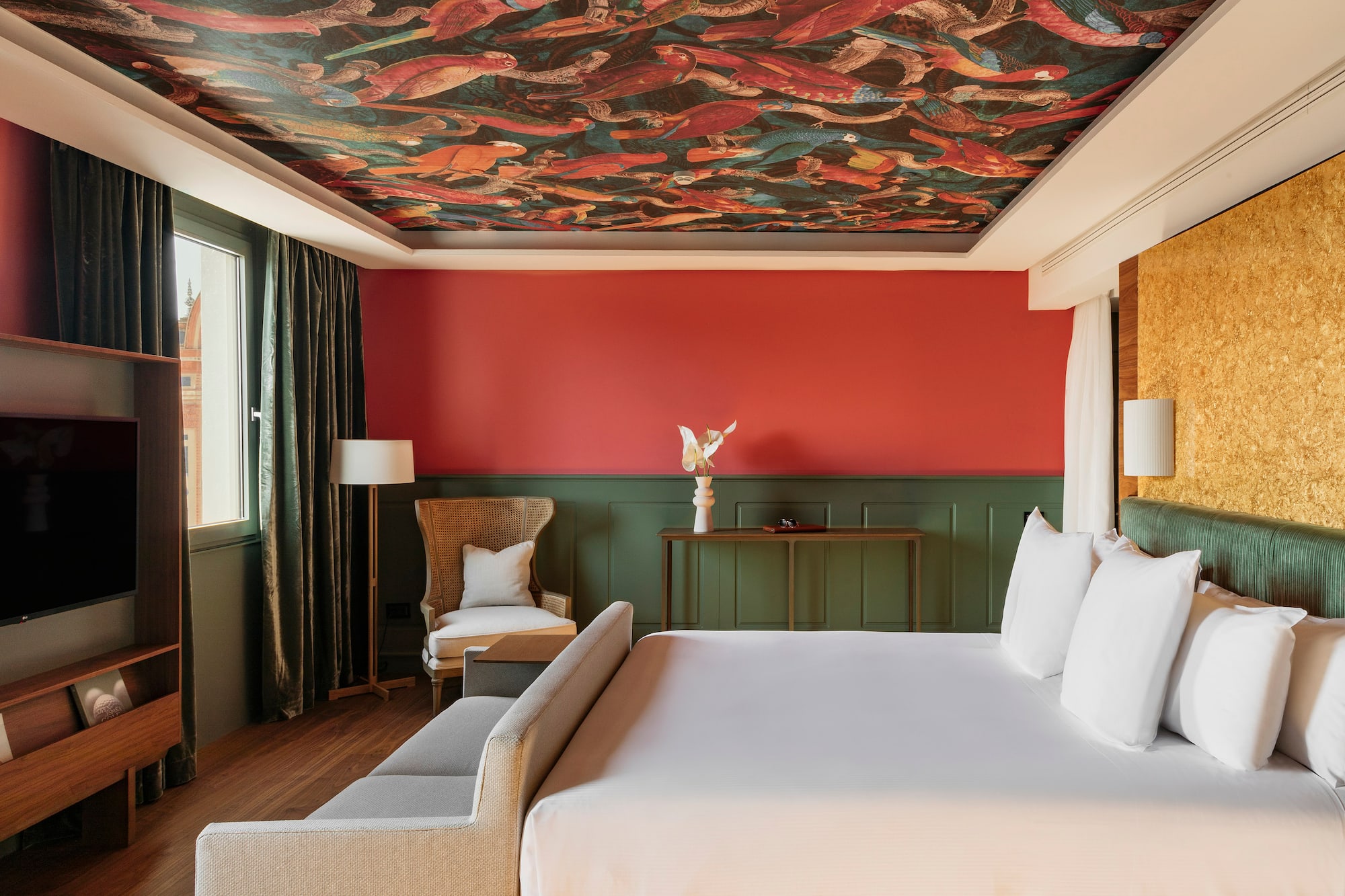 a room with a bed and a chair