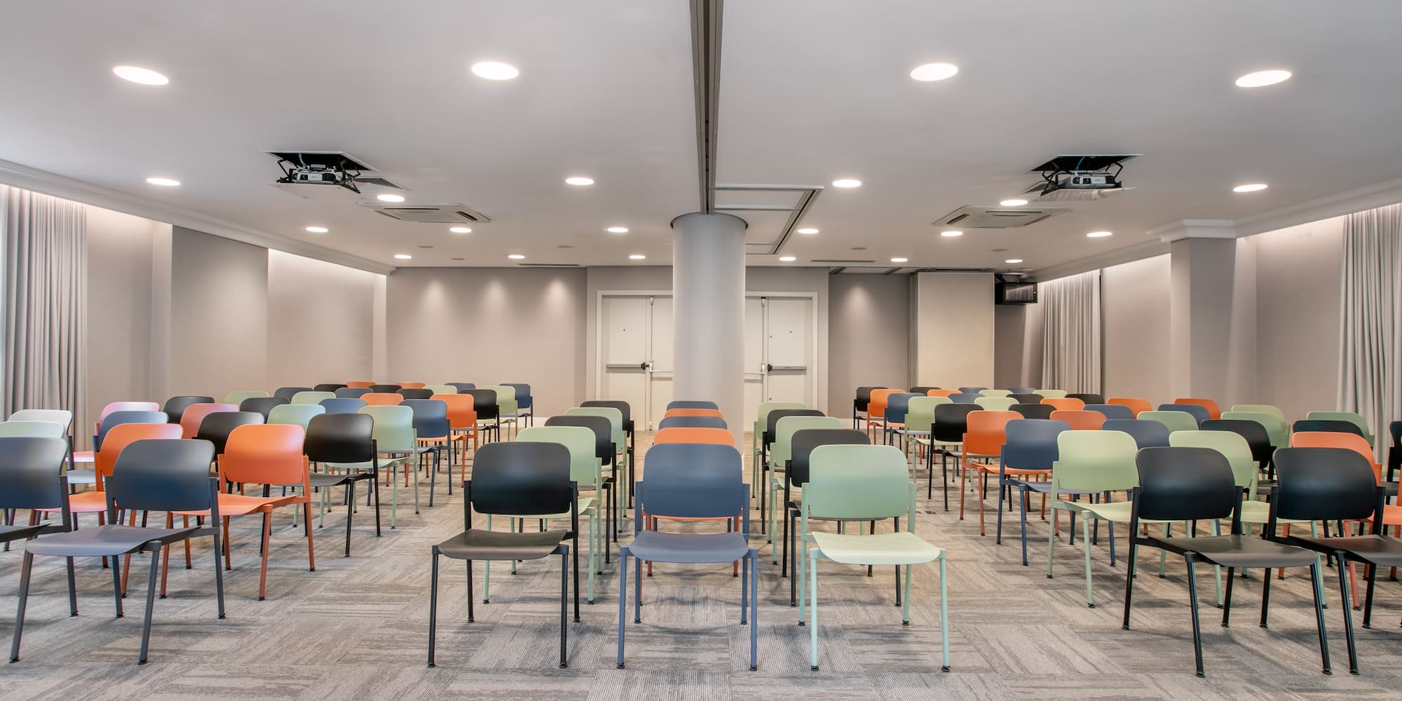 a room with many chairs