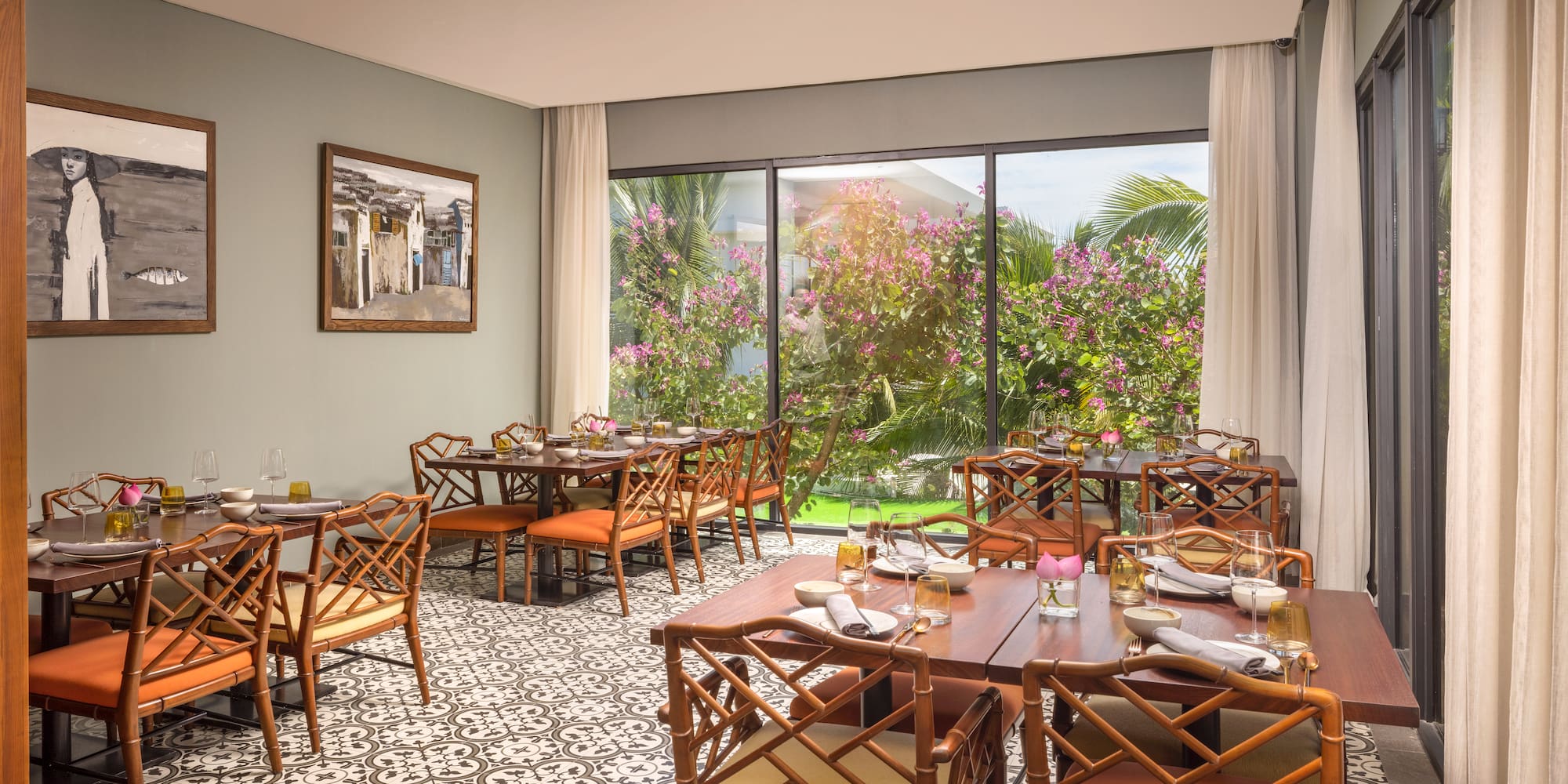 a restaurant with tables and chairs