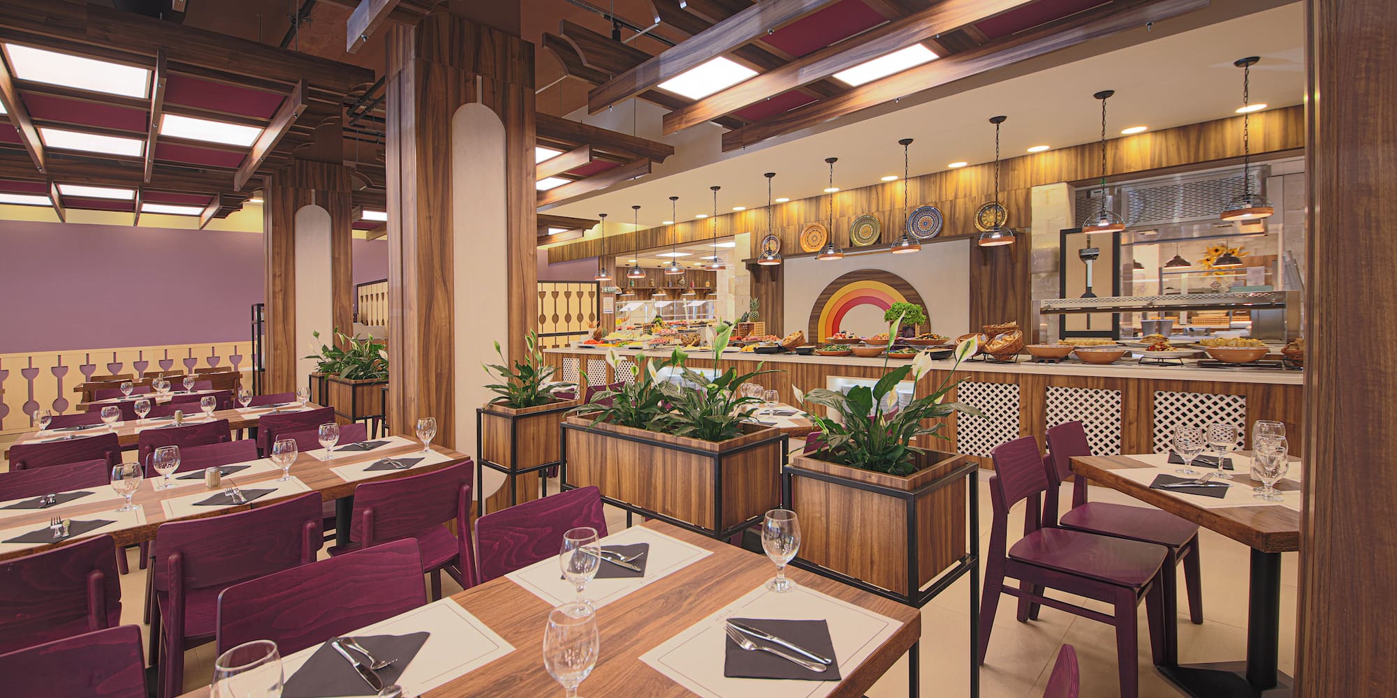 a restaurant with tables and chairs