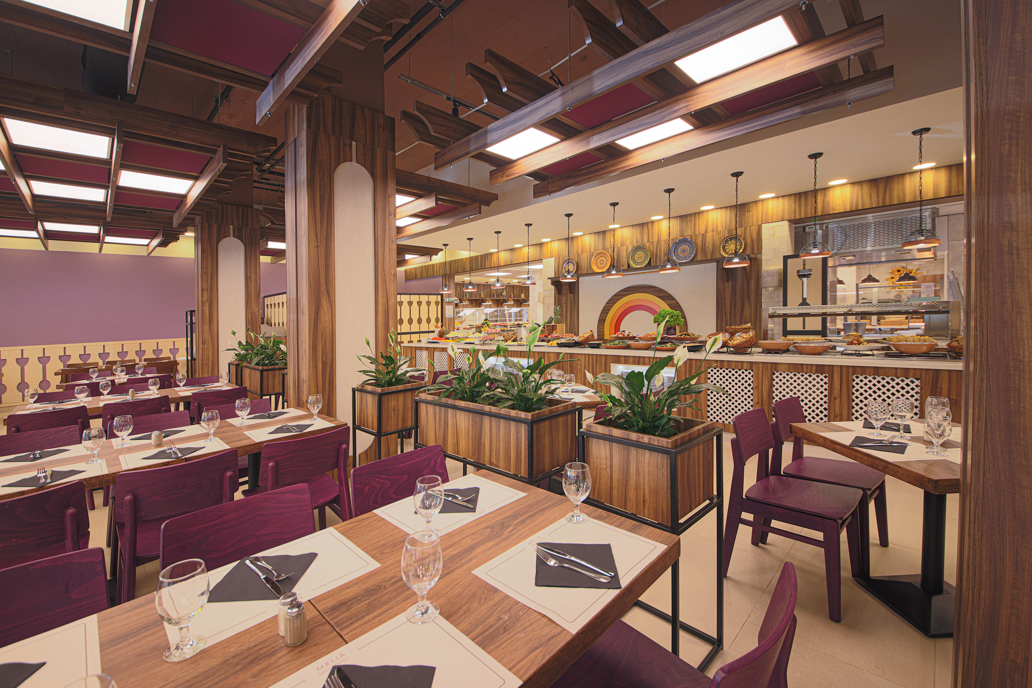 a restaurant with tables and chairs