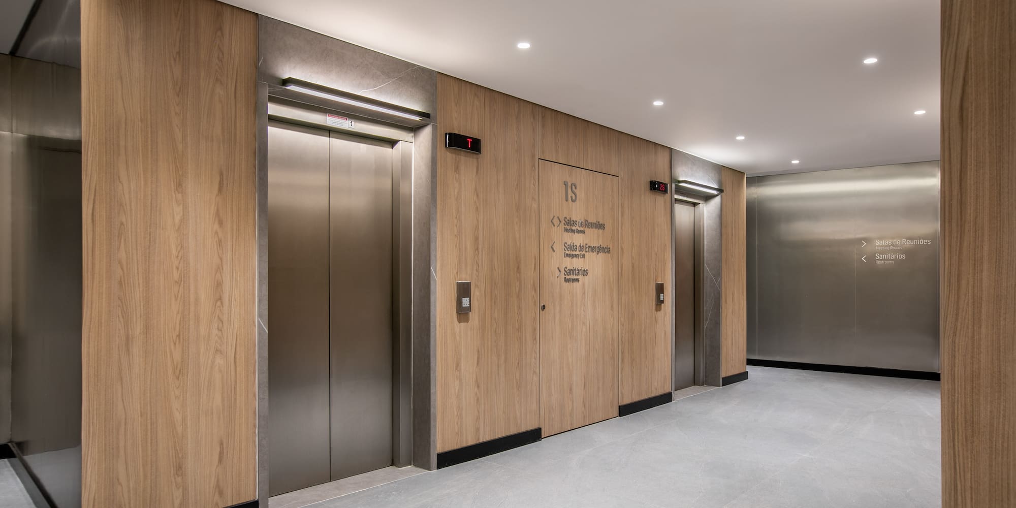 a elevator doors in a building