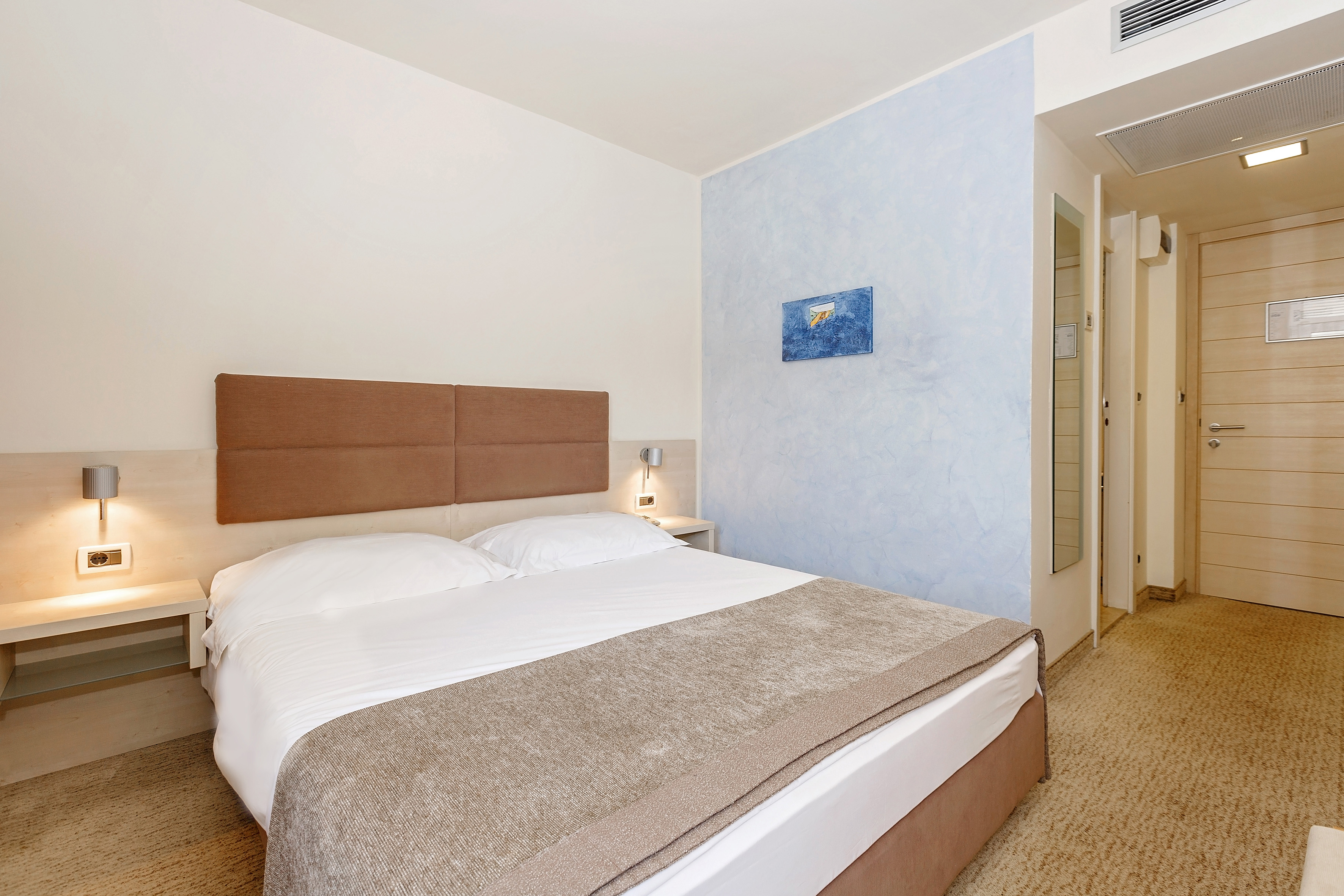 a bed in a room