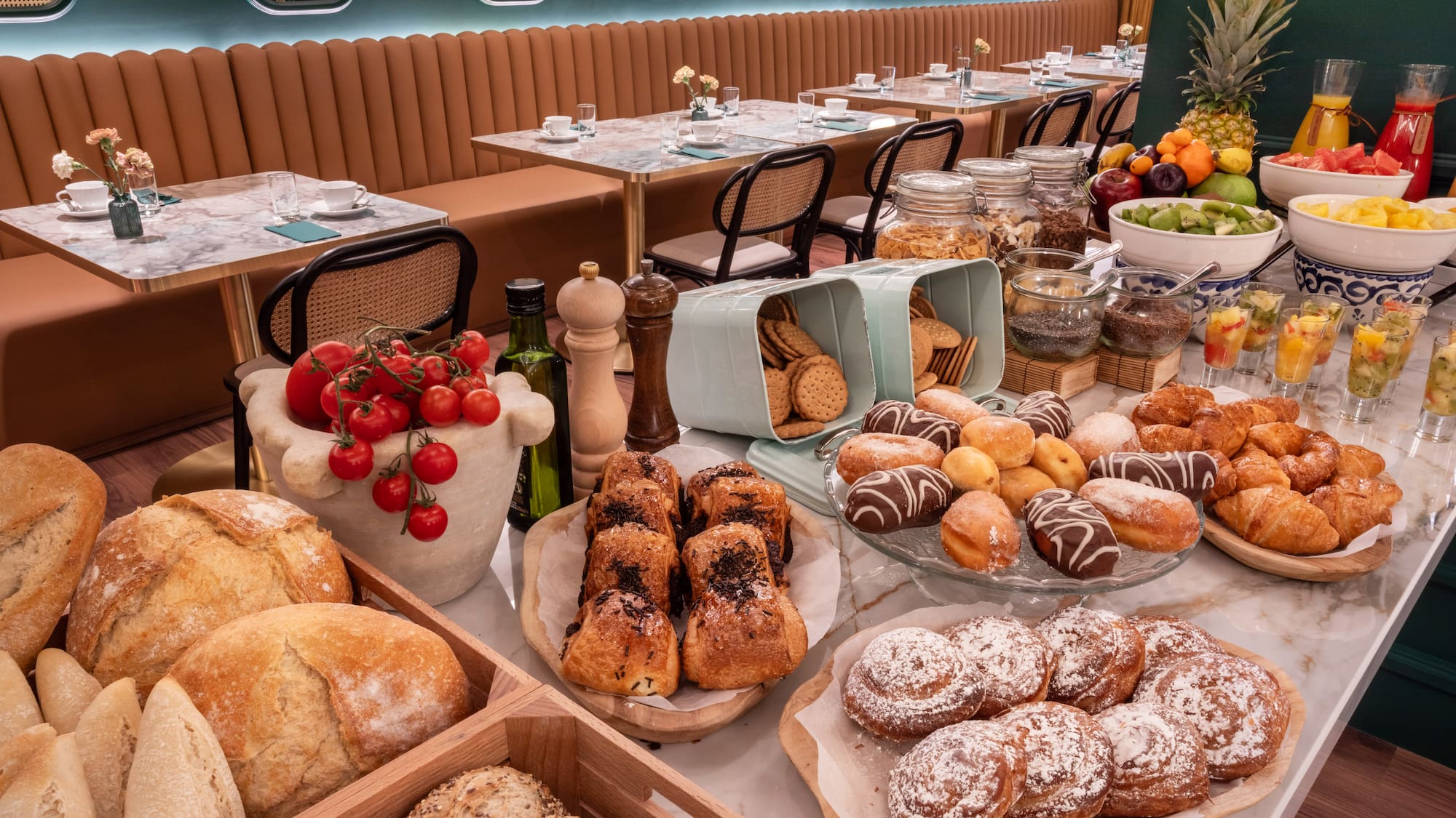 a table full of food