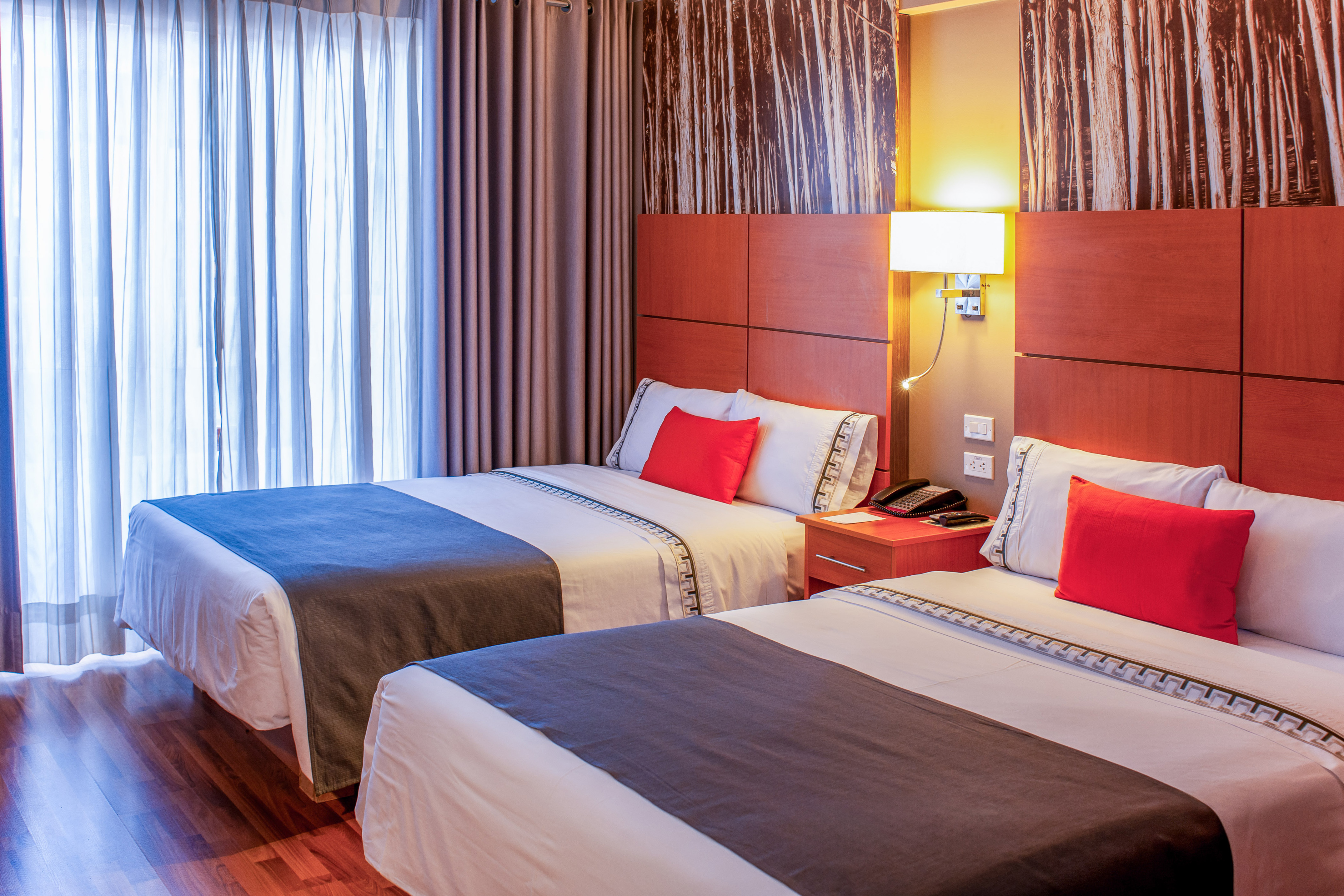 a room with two beds
