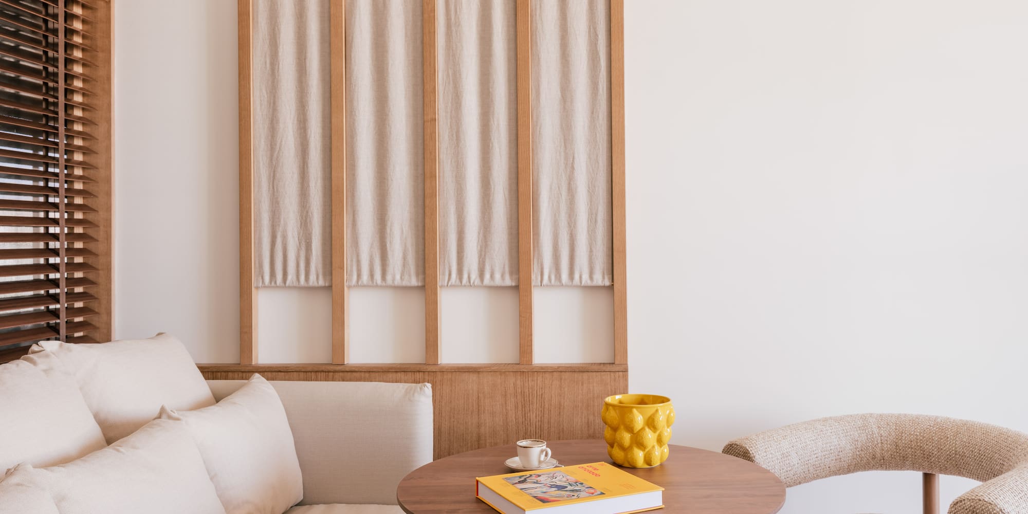 a table and chair in a room