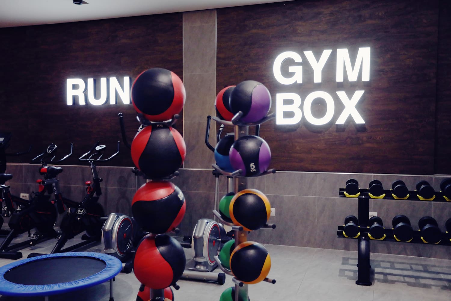 a gym with exercise equipment