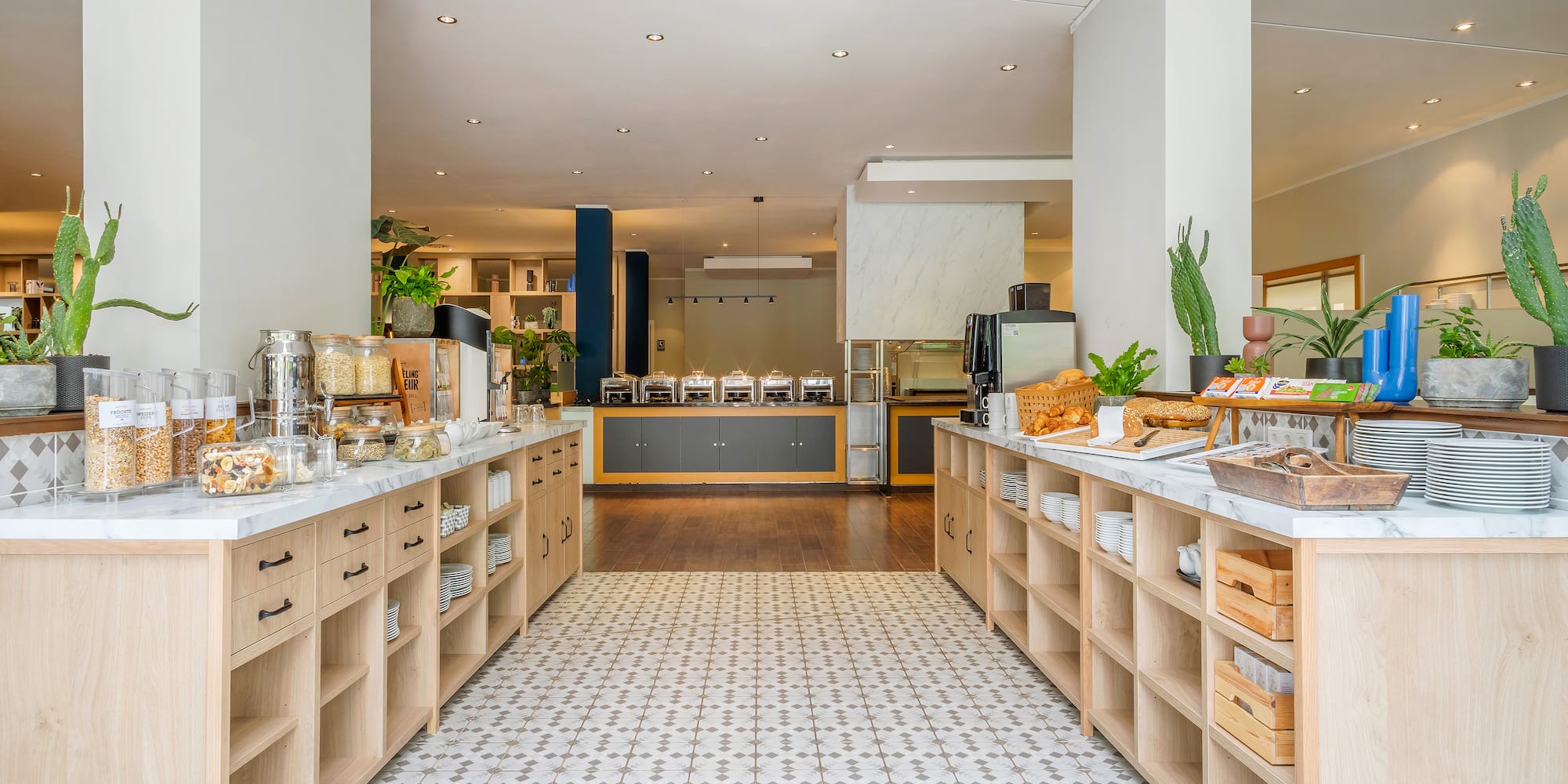 a buffet in a restaurant