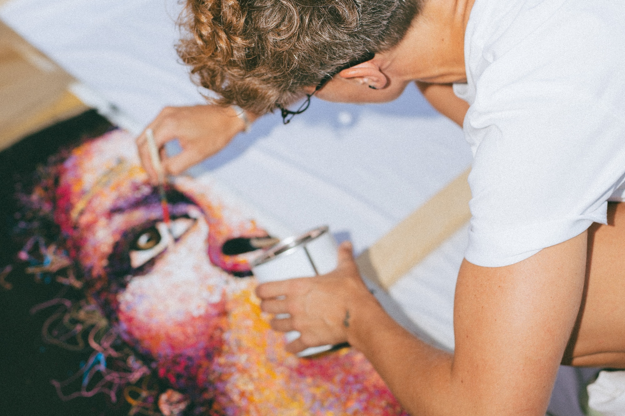 a person painting a picture