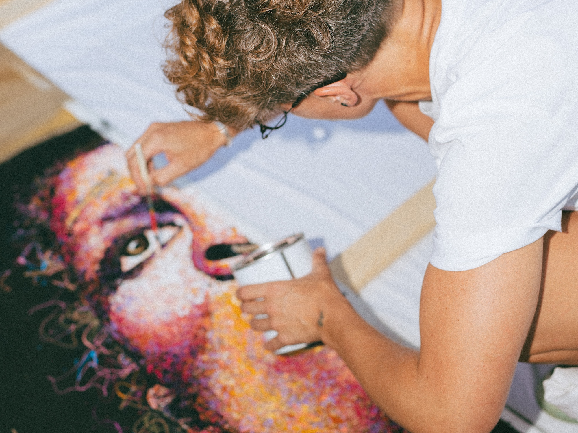 a person painting a picture