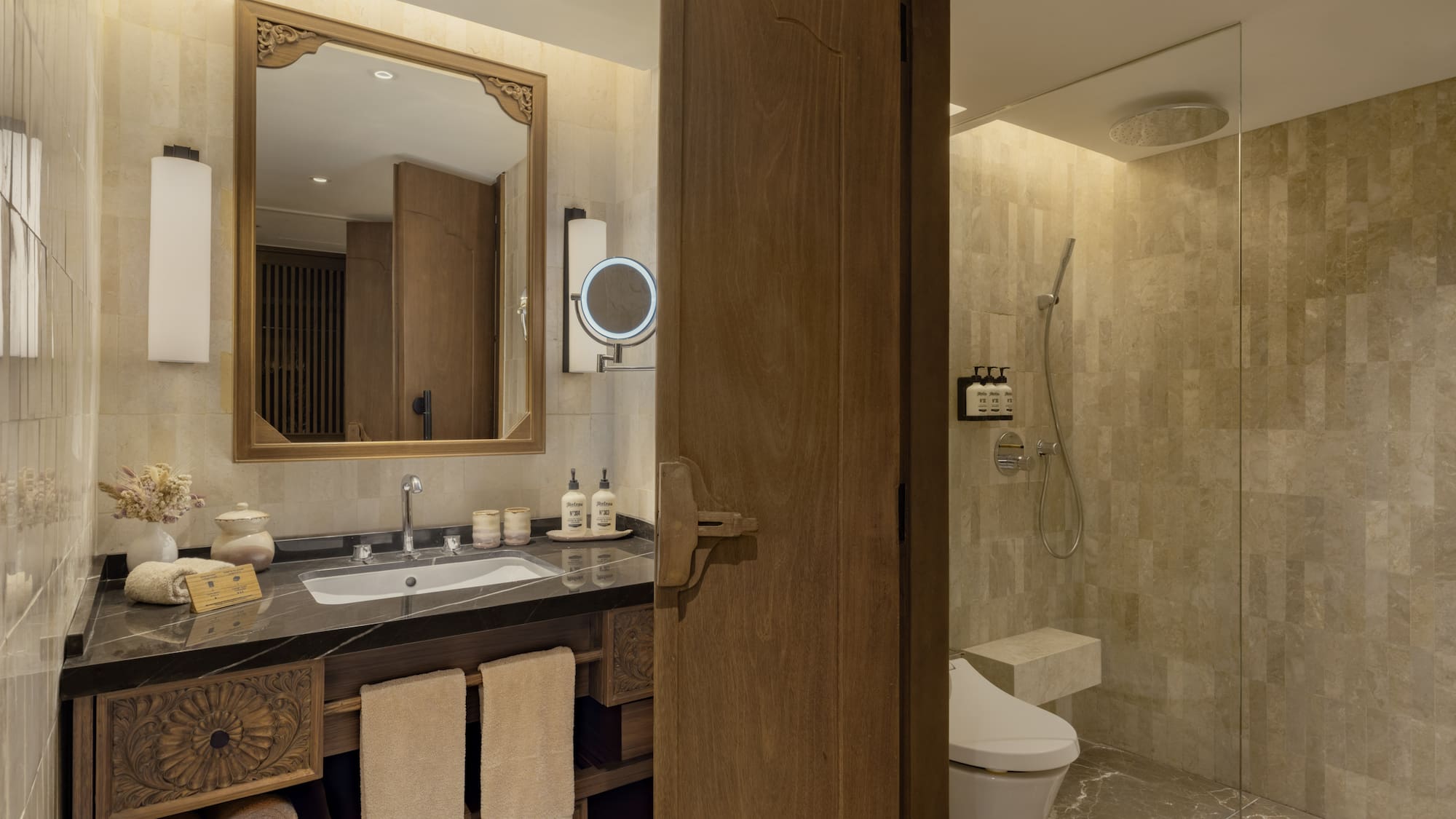 a bathroom with a mirror and sink