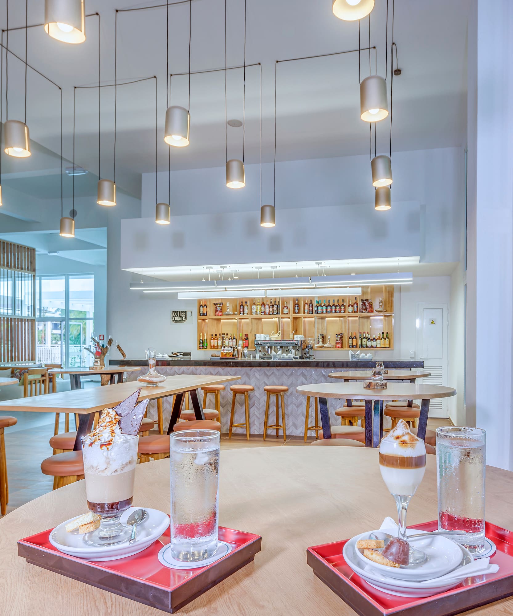 a table with drinks on it