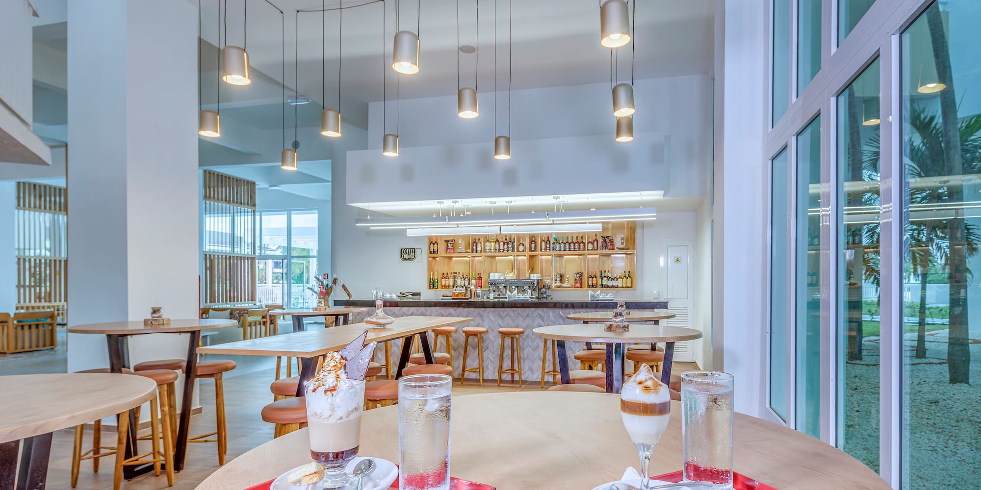 a table with drinks on it