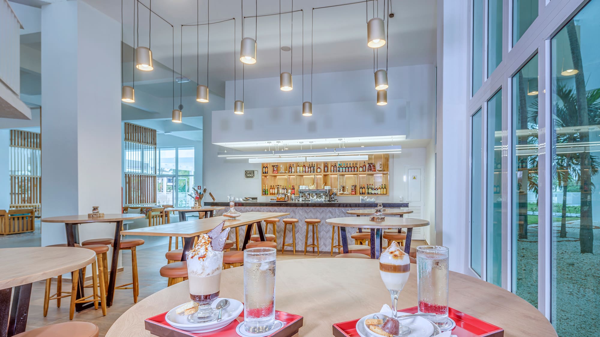 a table with drinks on it