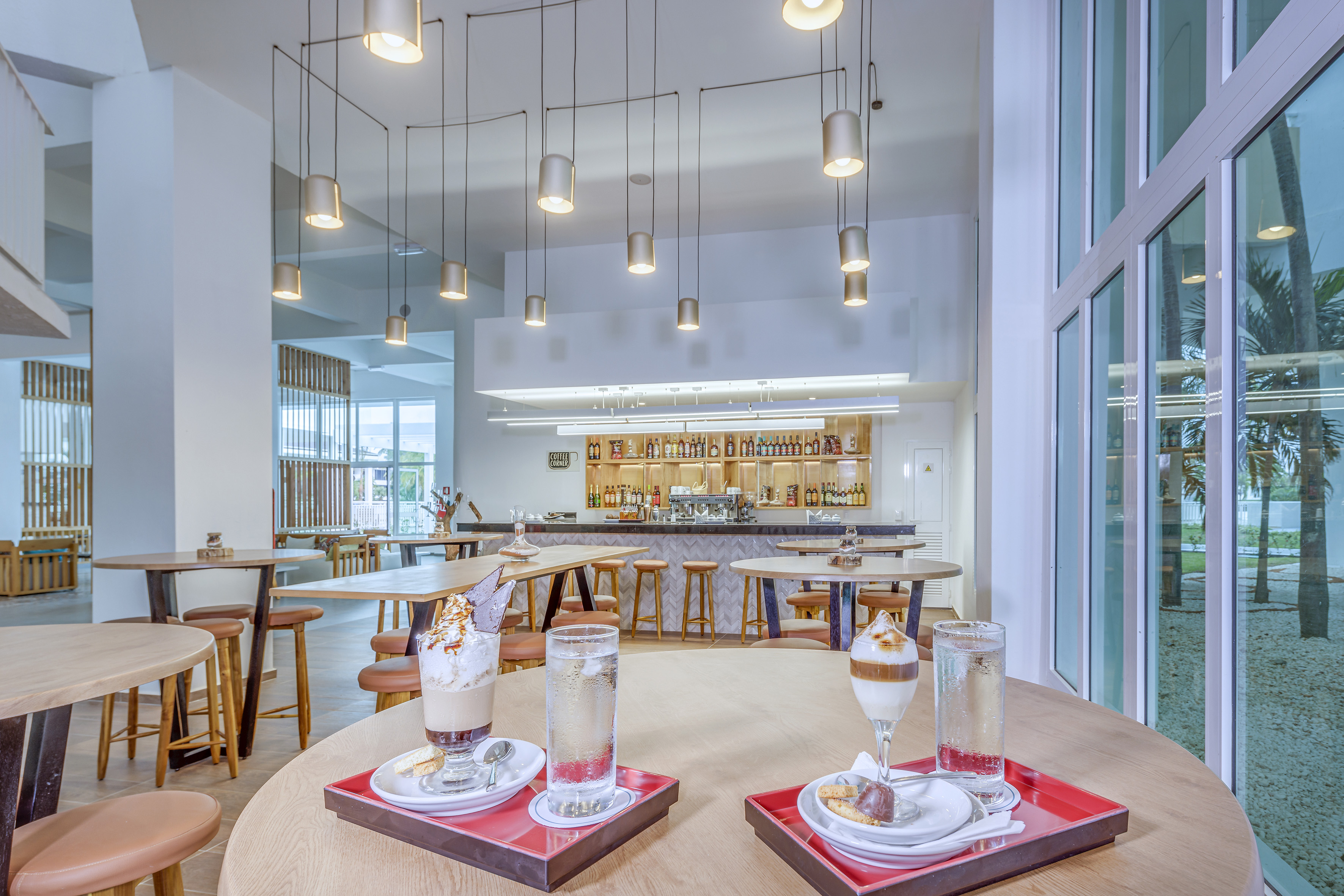 a table with drinks on it