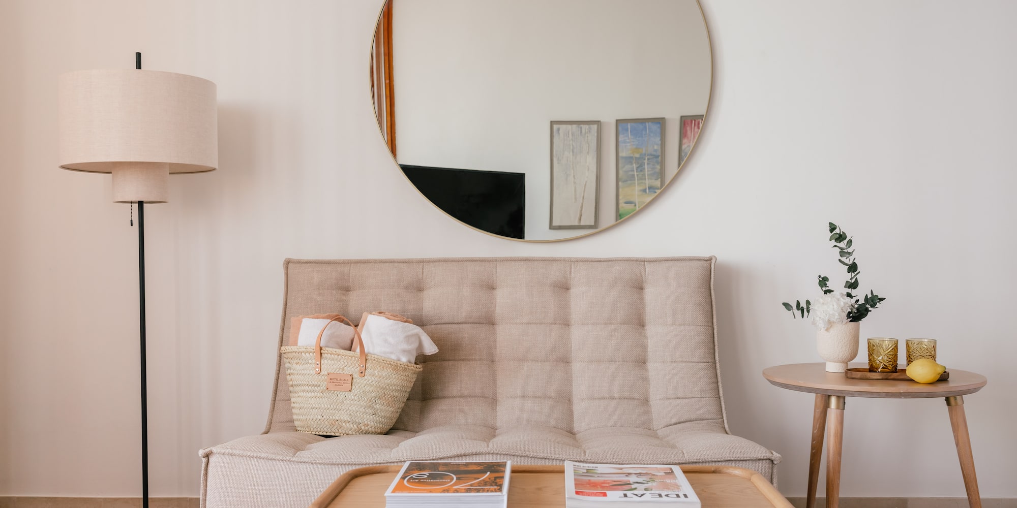 a couch and a table in a room