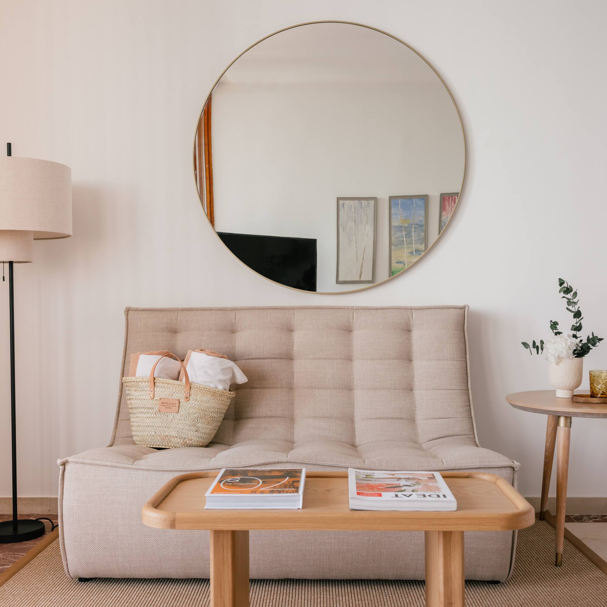 a couch and a table in a room